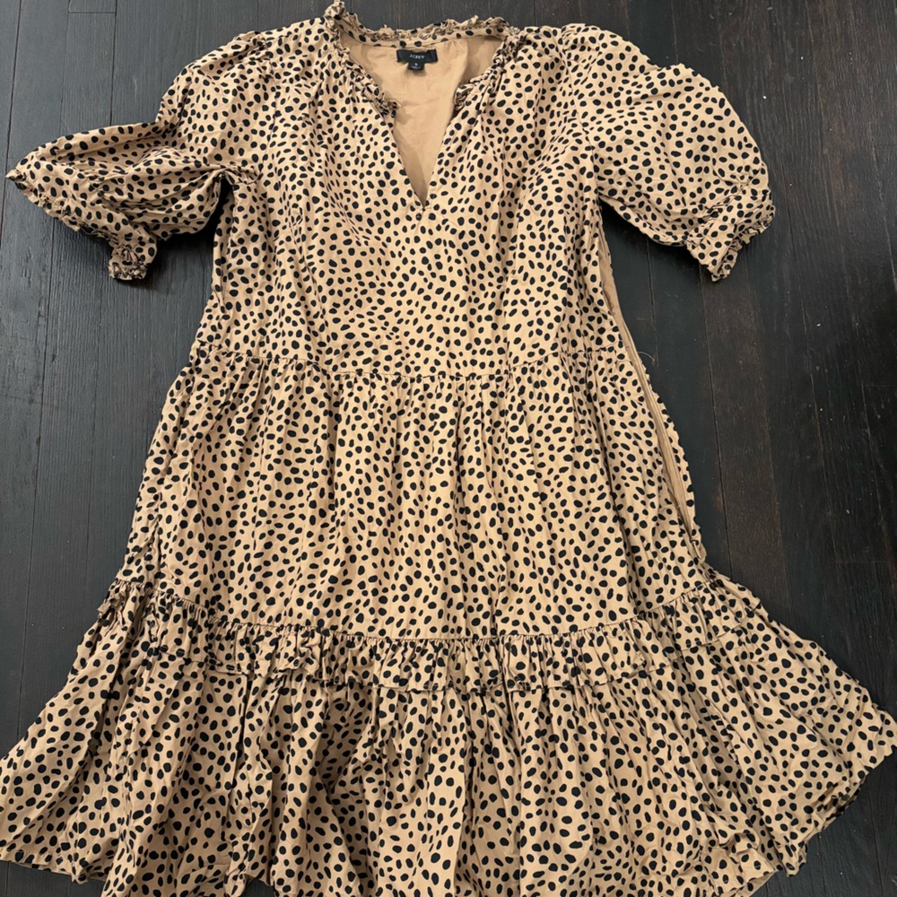 J. Crew Tan and Black Spotted Dress